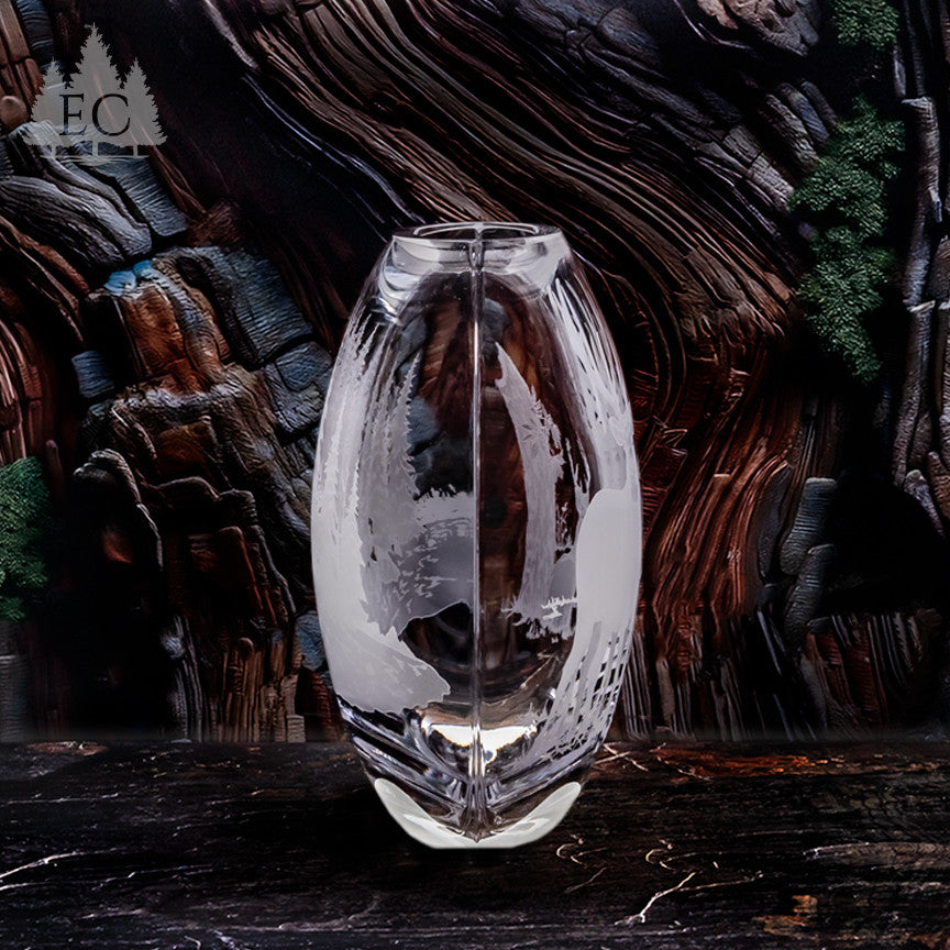 Whitetail Deer Neo Oval Crystal Vase