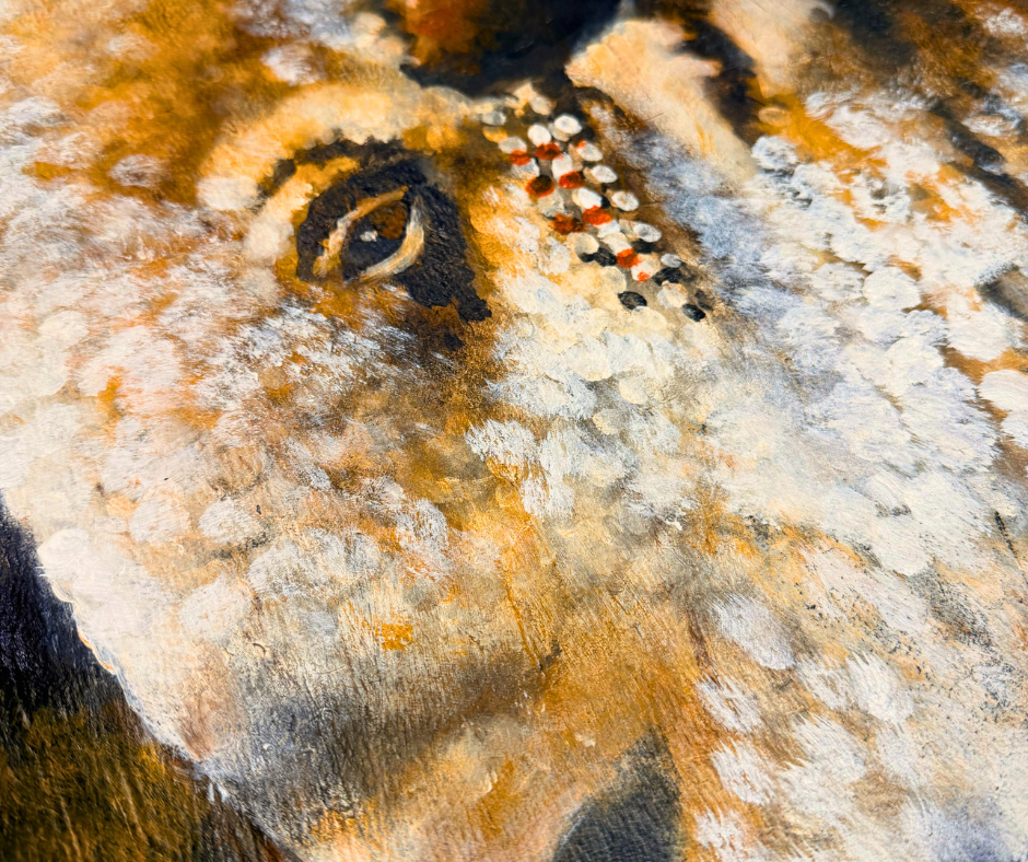 Original Painted Hide - White Buffalo Large