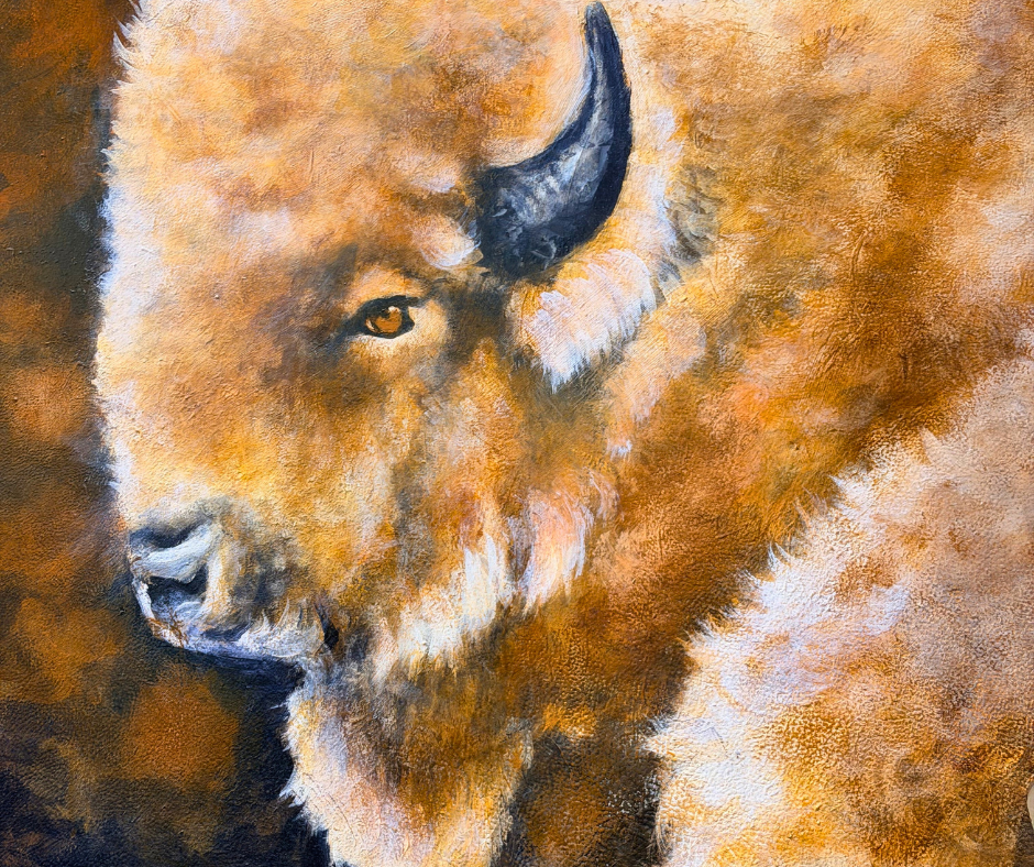 Original Painted Hide - White Buffalo Small