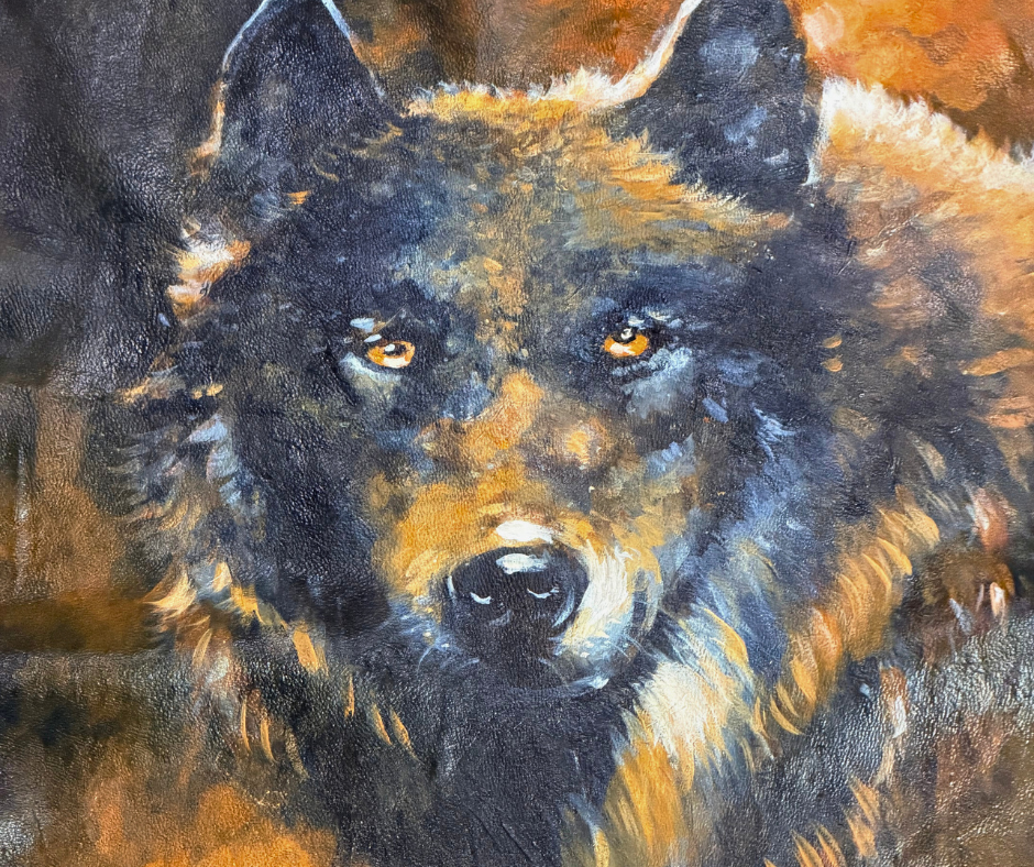 Original Painted Hide - Black Wolf