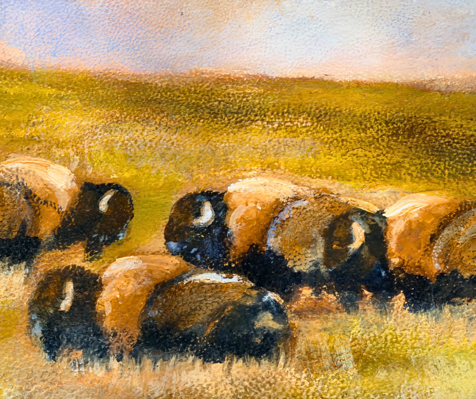 Original Painted Hide - Buffalo Herd