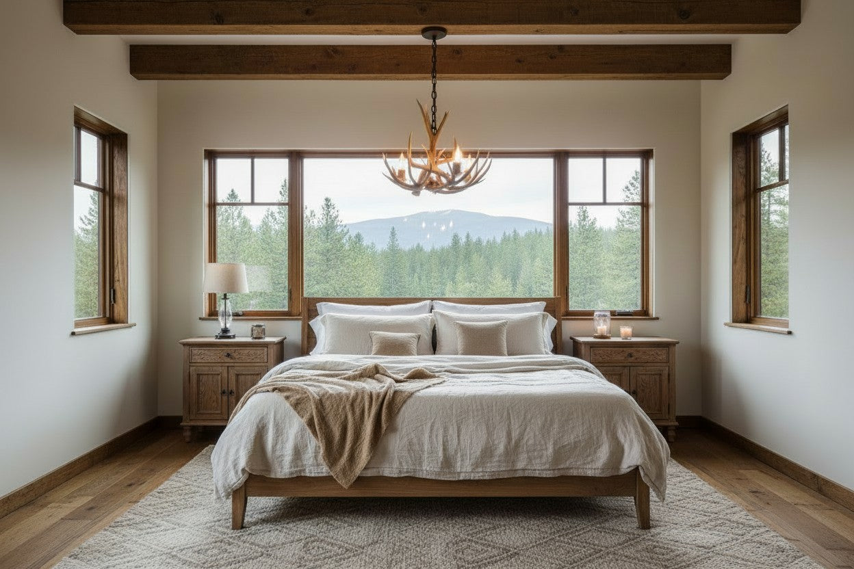 Small Farmhouse Mule Deer Antler Chandelier