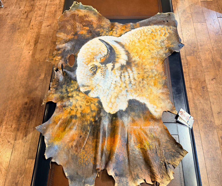 Original Painted Hide - White Buffalo Large