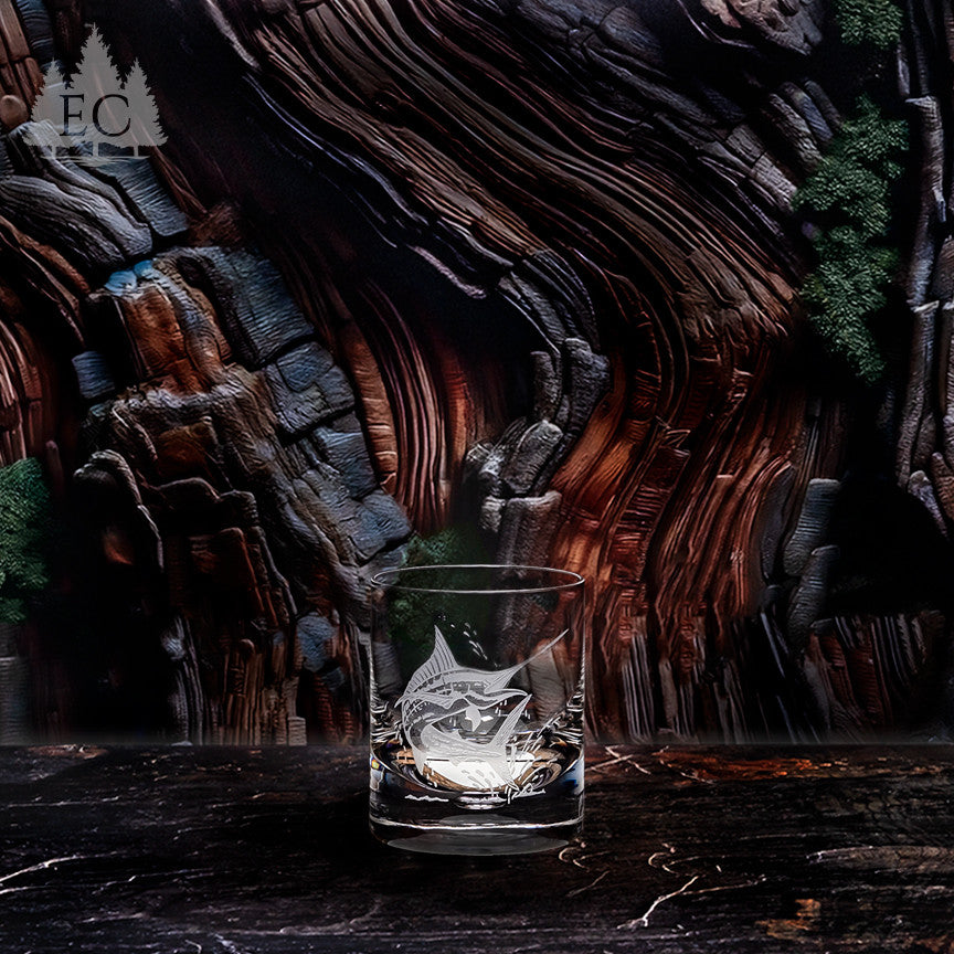 Game Fish Crystal Rocks Glasses, Set of 4