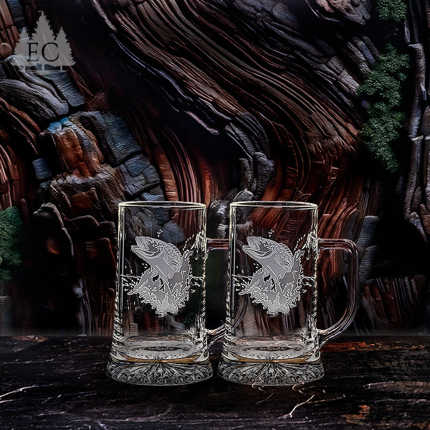 Bass with Fly Mugs, Set of 2
