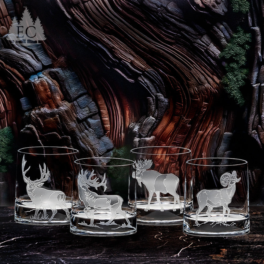Hoofed Quartet Oval Crystal Rocks Glasses, Set of 4