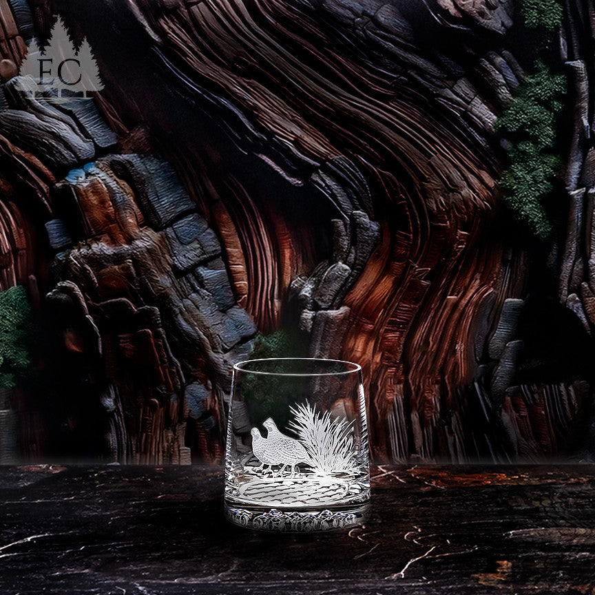 Bobwhite Quail Crystal Rocks Glasses, Set of 4