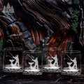 Fly Fisherman Crystal Rocks Glasses, Set of 4