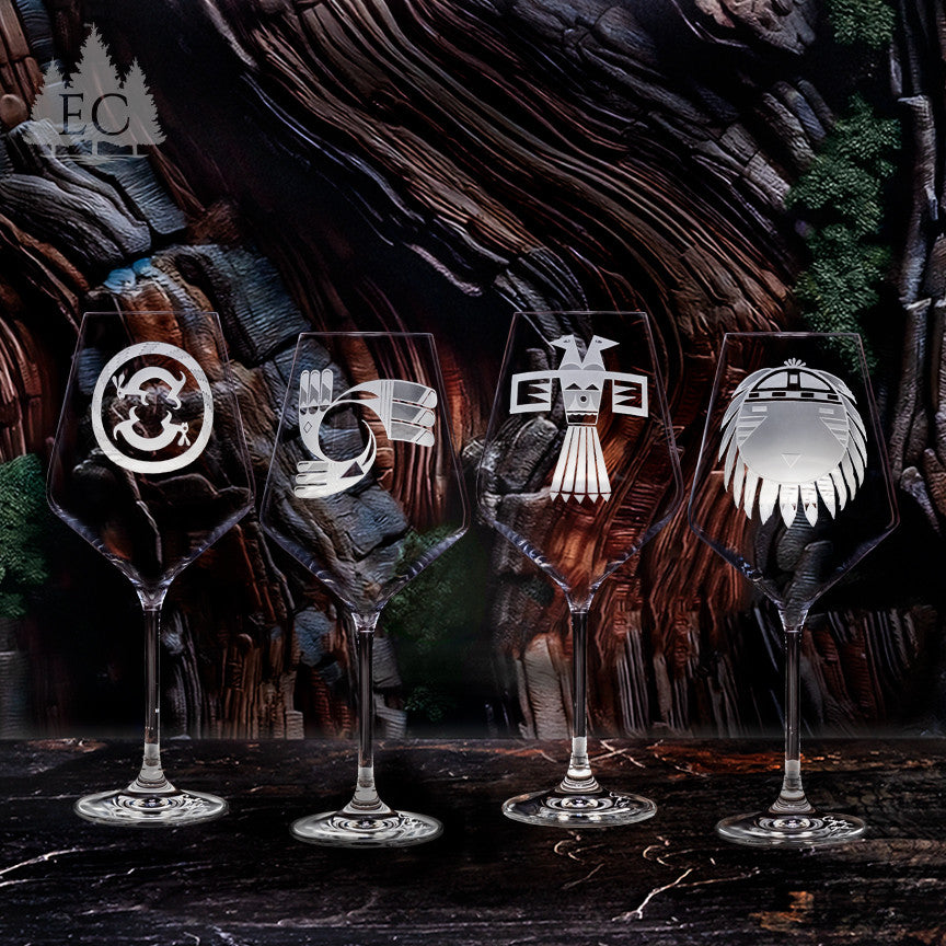 Spirit of the Hopi Crystal Red Wine Glasses, Set of 4