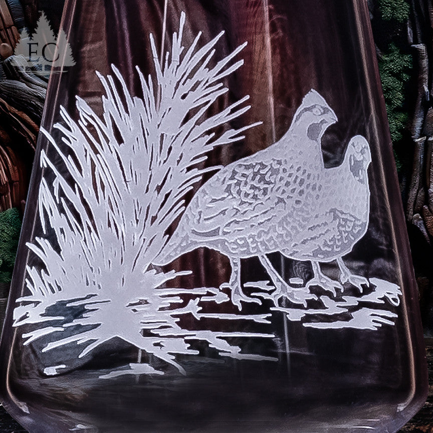 Bobwhite Quail Crystal White Wine Glasses, Set of 4