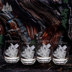 Mallard Scene Crystal Stemless Wine Glasses, Set of 4