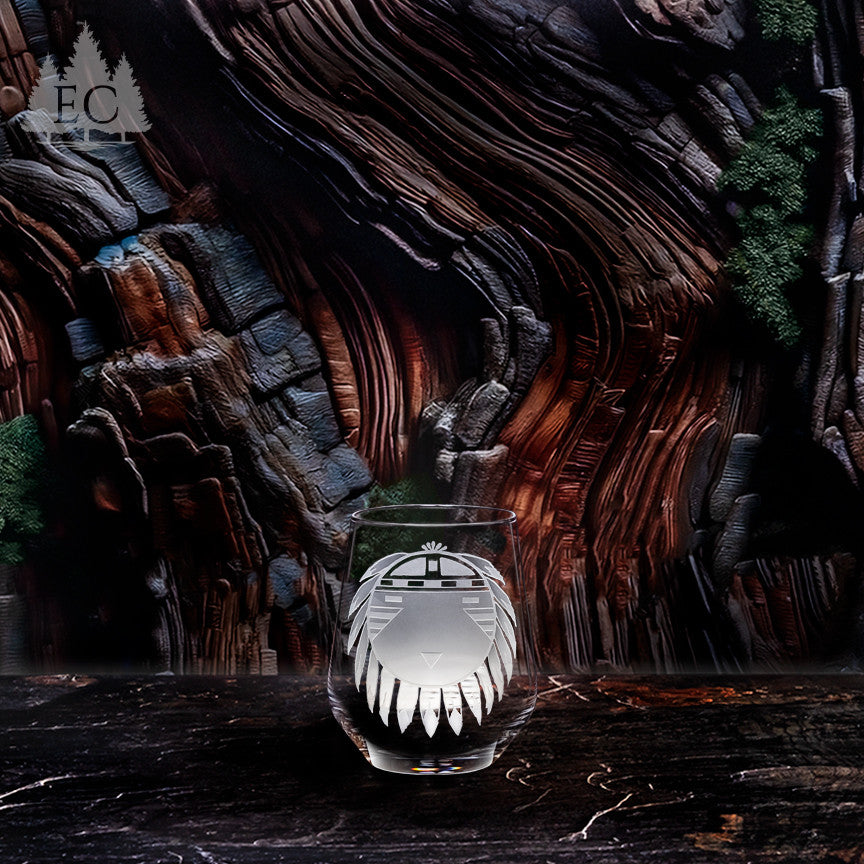 Spirit of the Hopi Crystal Stemless Wine Glasses, Set of 4