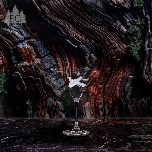 Pheasant Crystal Martini Glasses, Set of 4